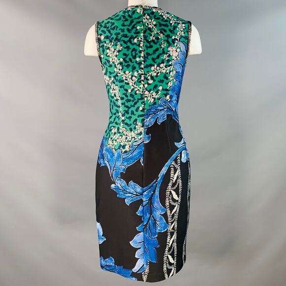 YIGAL AZROUEL Size 6 Black Green Blue Polyester Blend Cocktail Dress - Picture 4 of 6